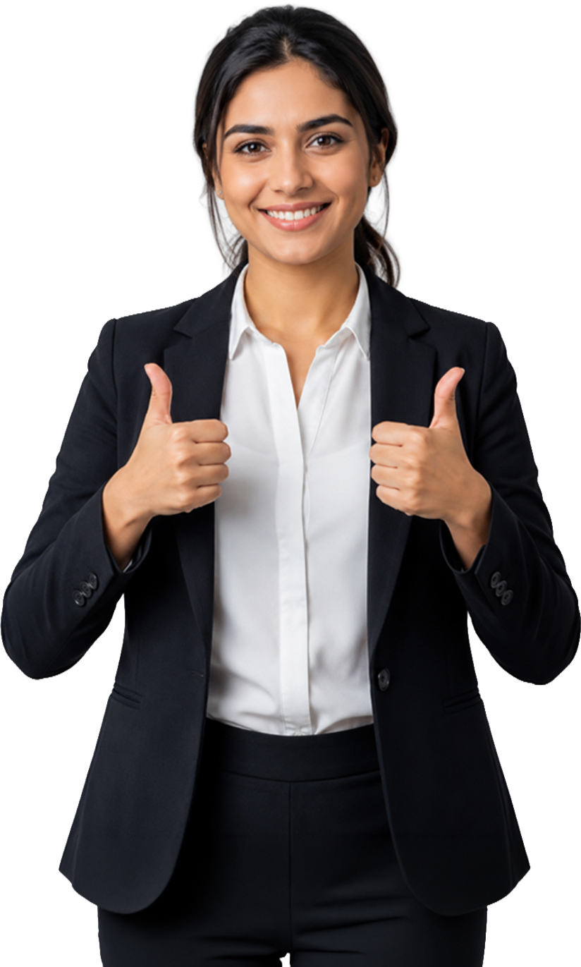 Professional woman thumbs up